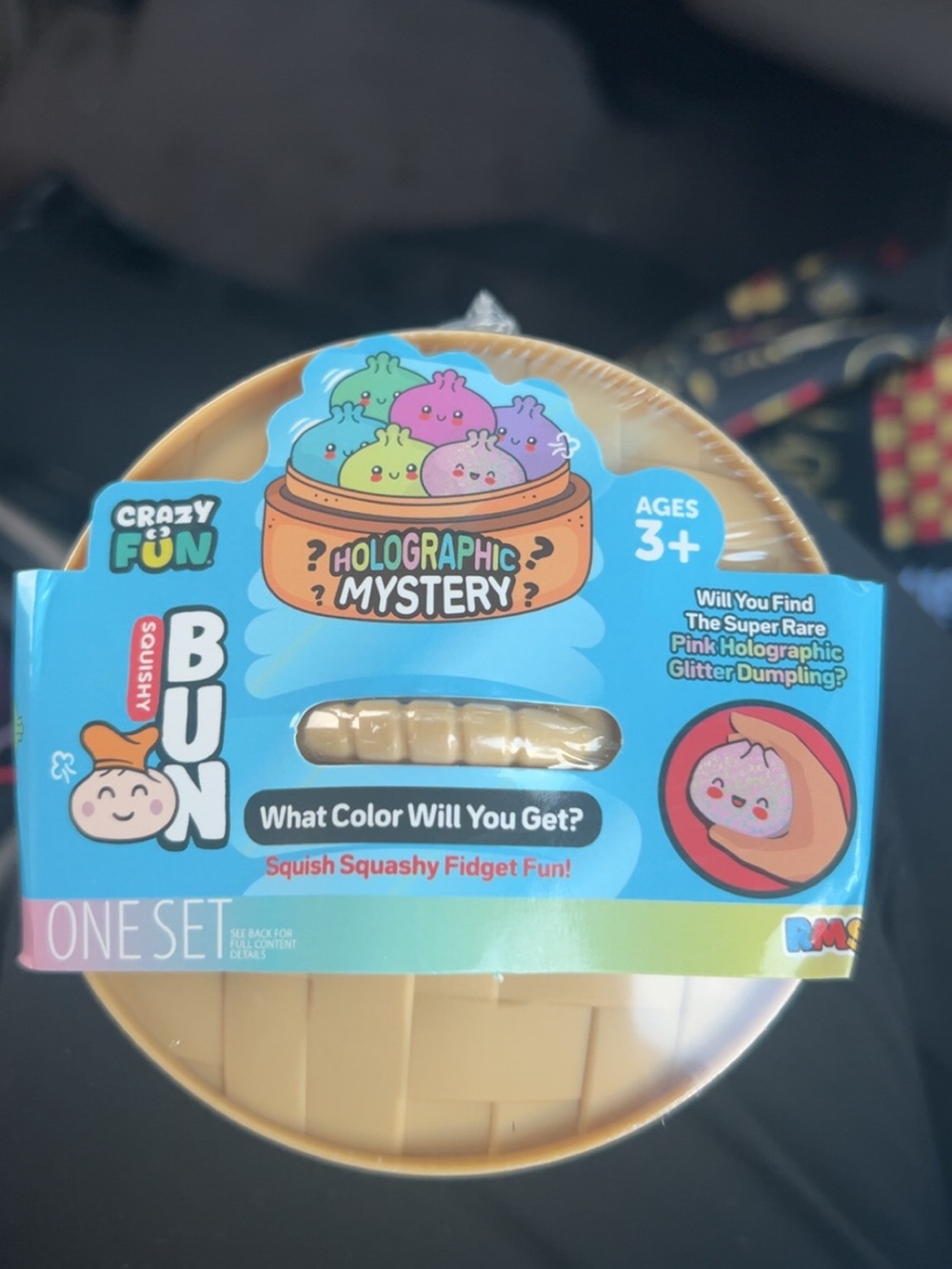 2 Squishy Bun Holographic Mystery Toy - pink glitter dumpling